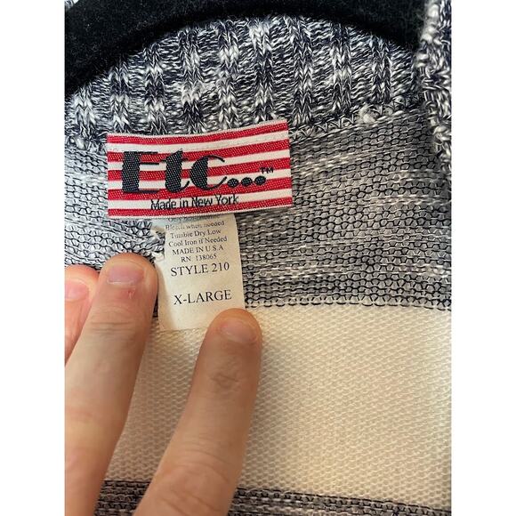 Striped Sweater Womens XL Navy and White Cardigan Long Sleeve Knit Open Top - Picture 5 of 12